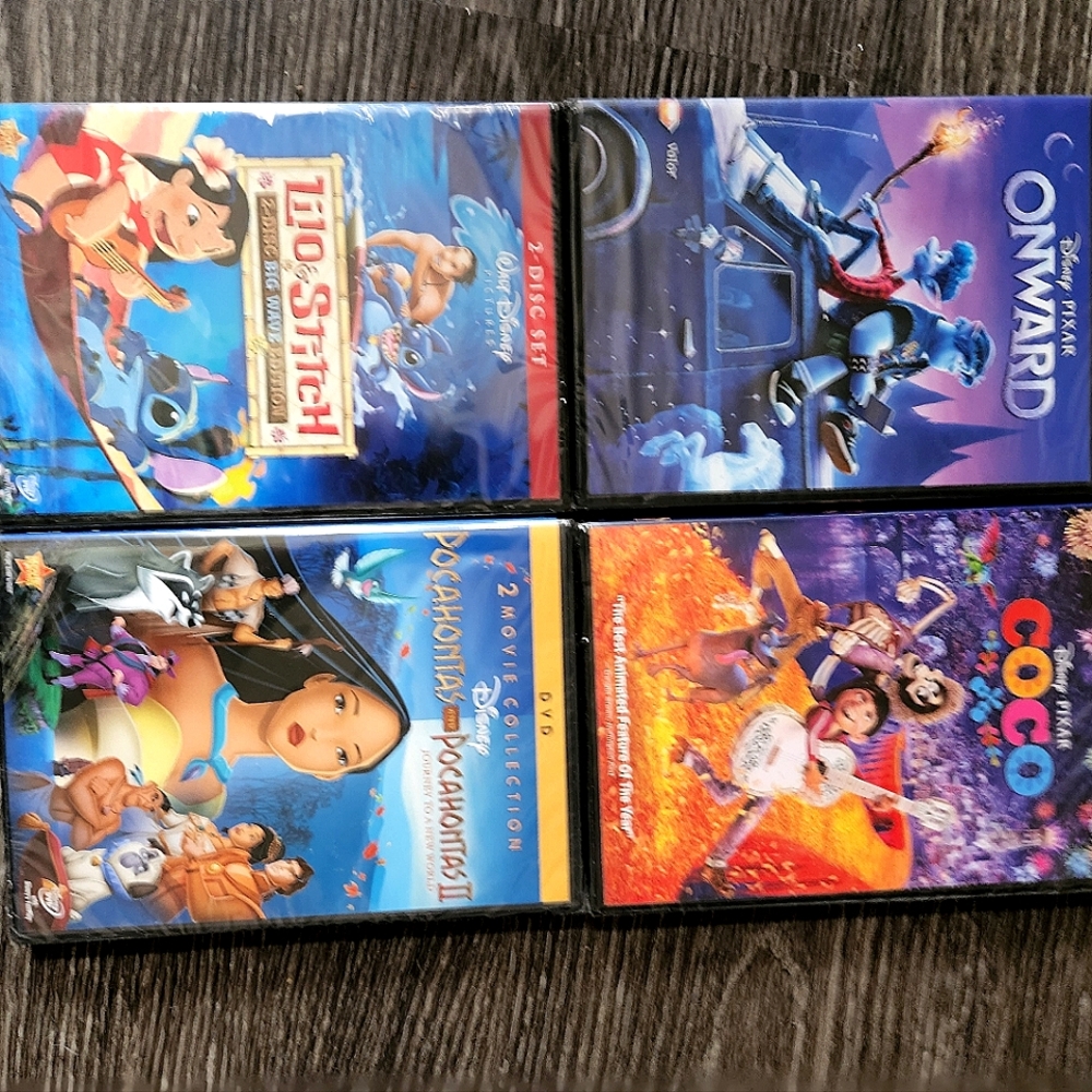 NIB 5 Disney DVD's Coco, Pocahontas, Lilo & Stitch, Onward